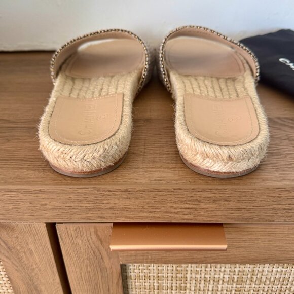 Chanel Women's CC Espadrille Slide Sandals Tweed - Picture 7 of 11